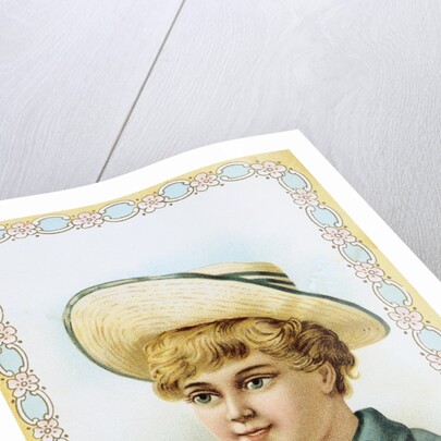 Postcard Depicting a Boy Holding a White Rabbit by Anonymous