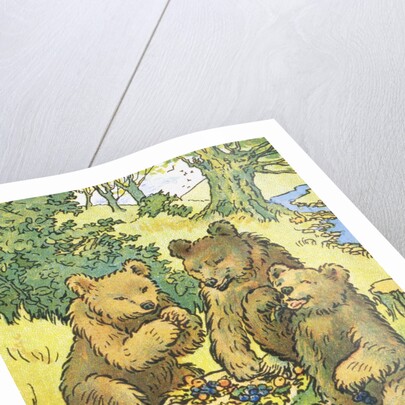 Illustration Depicting Three Picnicking Bears by Rosa C. Petherick
