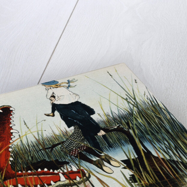 Illustration Depicting Two People Threatened by an Alligator by Luther Daniels Bradley