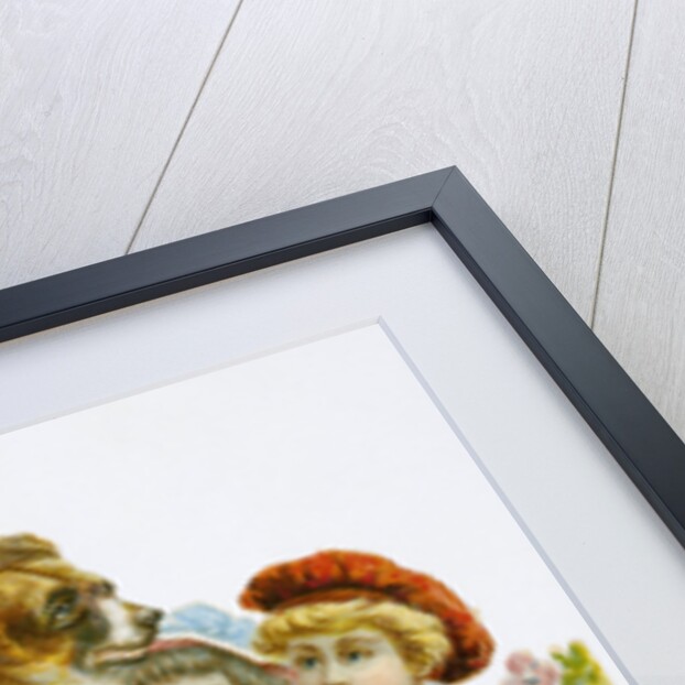 Illustration Depicting Children with a Leaping Dog by Anonymous