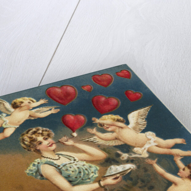 To My Valentine Postcard with Flying Cupids by Anonymous