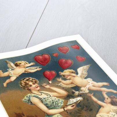 To My Valentine Postcard with Flying Cupids by Anonymous