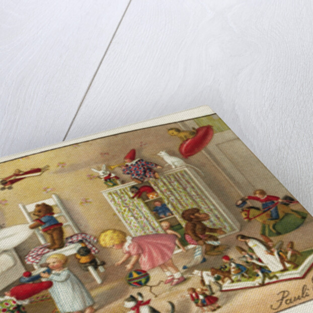 Postcard of Toys Waking a Little Girl by Pauli Ebner