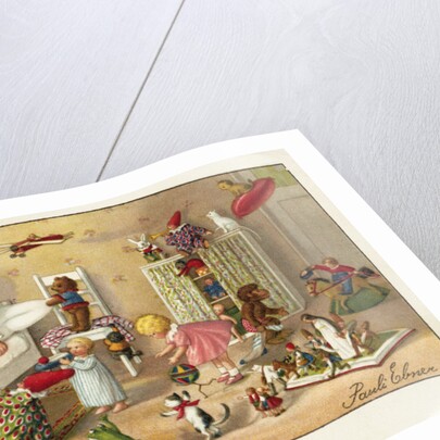Postcard of Toys Waking a Little Girl by Pauli Ebner