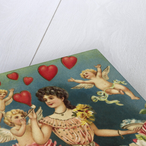 To My Valentine Postcard with Cupids and a Woman by Anonymous