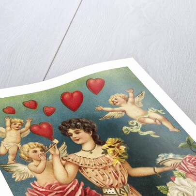 To My Valentine Postcard with Cupids and a Woman by Anonymous