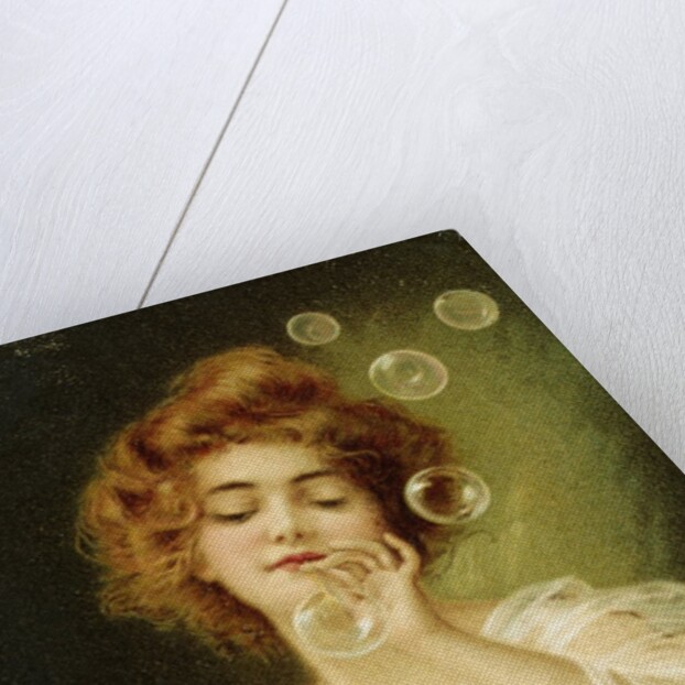 Postcard of Woman Blowing Bubbles by B. Zickendraht