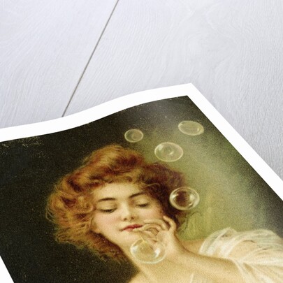 Postcard of Woman Blowing Bubbles by B. Zickendraht
