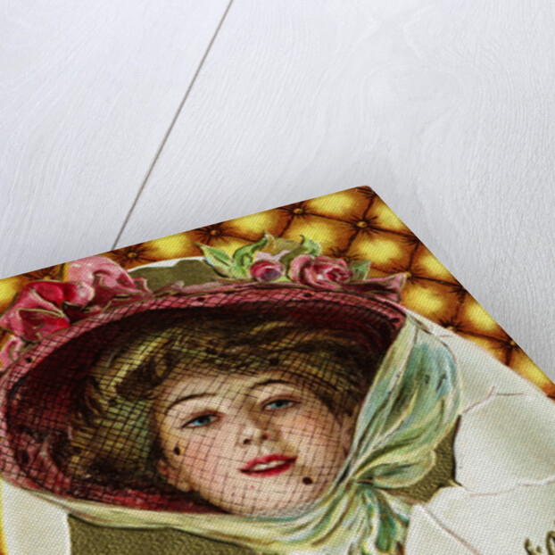 Easter Greetings Postcard of a Woman with a Pink Hat by Anonymous