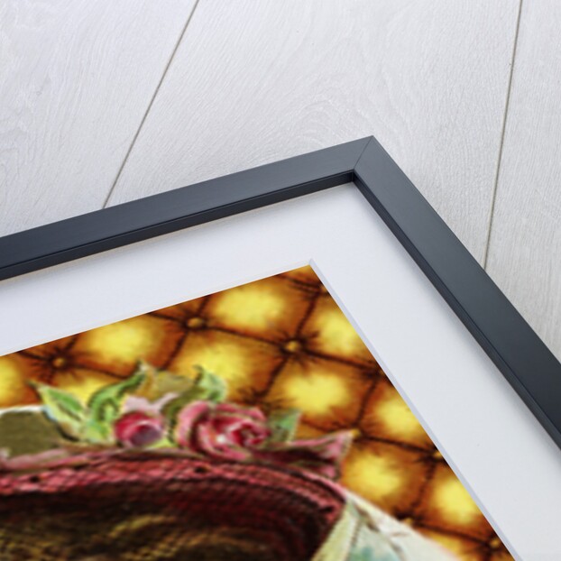 Easter Greetings Postcard of a Woman with a Pink Hat by Anonymous