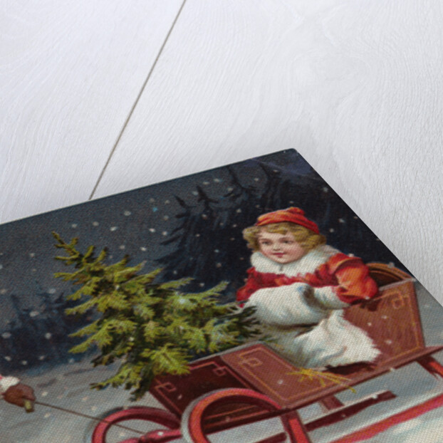 Postcard with Children and a Sleigh by Anonymous