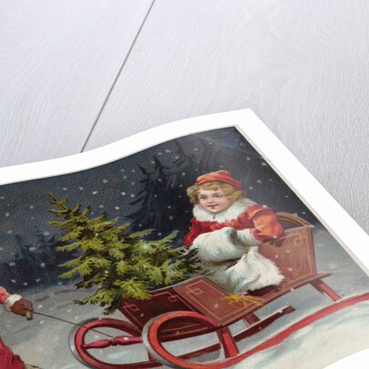 Postcard with Children and a Sleigh by Anonymous