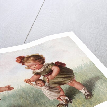 Postcard with Little Girls and a Doll by Anonymous