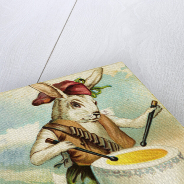 Easter Postcard of Bunny Playing an Egg Drum by Anonymous