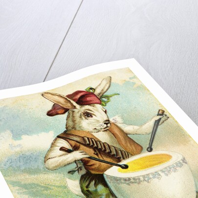 Easter Postcard of Bunny Playing an Egg Drum by Anonymous