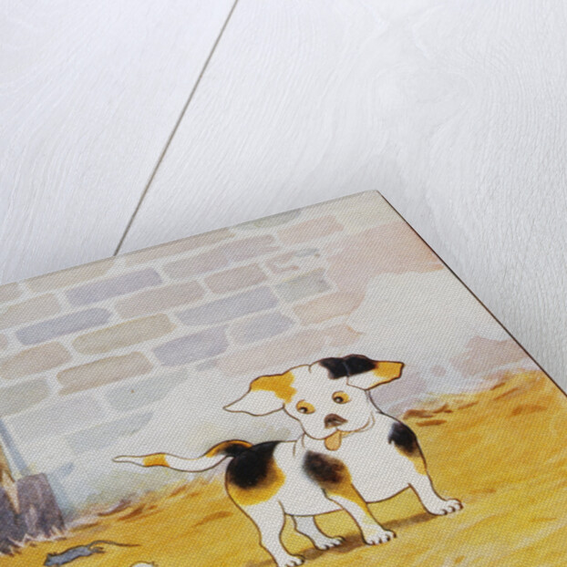 Illustration of a Puppy and a Chick from Watty: A White Puppy by Mrs. Ernest Ames