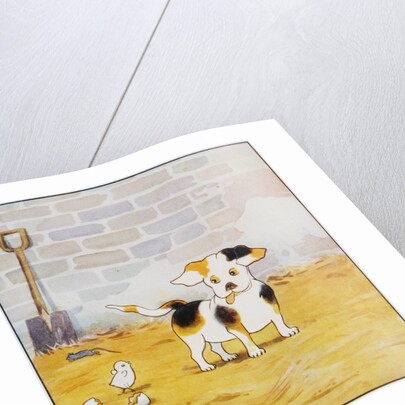 Illustration of a Puppy and a Chick from Watty: A White Puppy by Mrs. Ernest Ames