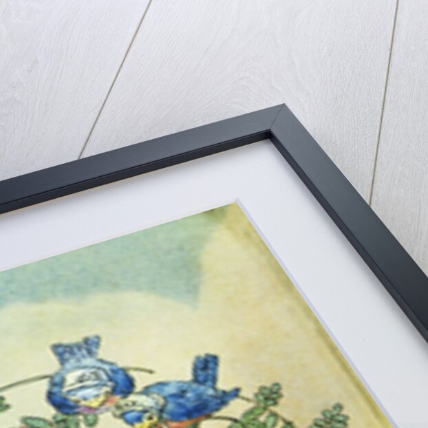 Illustration of Raggedy Ann and Raggedy Andy with Two Robins by Johnny Gruelle