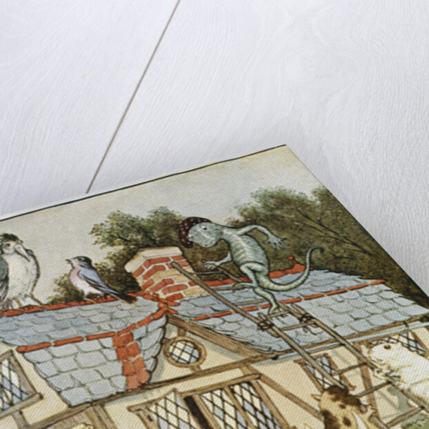 Illustration Showing Alice Cramped Inside the White Rabbit's House by Milo Winter