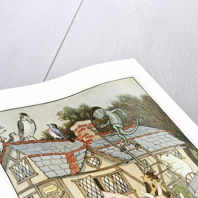 Illustration Showing Alice Cramped Inside the White Rabbit's House by Milo Winter