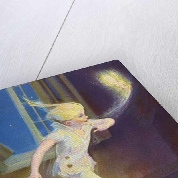 Book Illustration of Peter Pan Tiptoeing with Tinkerbell by Roy Best