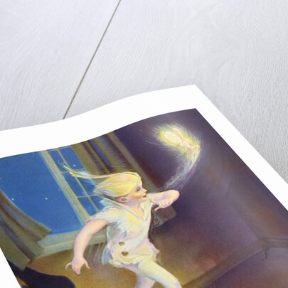 Book Illustration of Peter Pan Tiptoeing with Tinkerbell by Roy Best