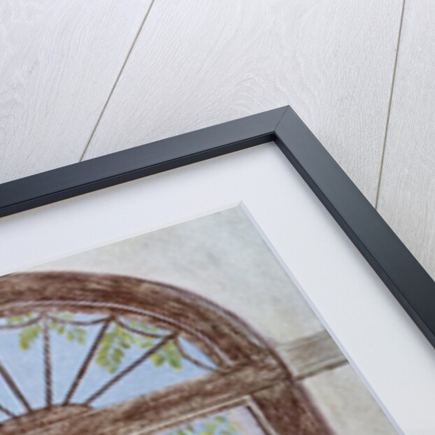 Illustration of a Dog Sitting on the Front Porch by Marguerite Kirmse