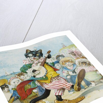 Book Illustration of a Cat Playing a Banjo by Anonymous