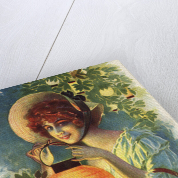 Postcard of a Woman with a Paper Lantern by Anonymous
