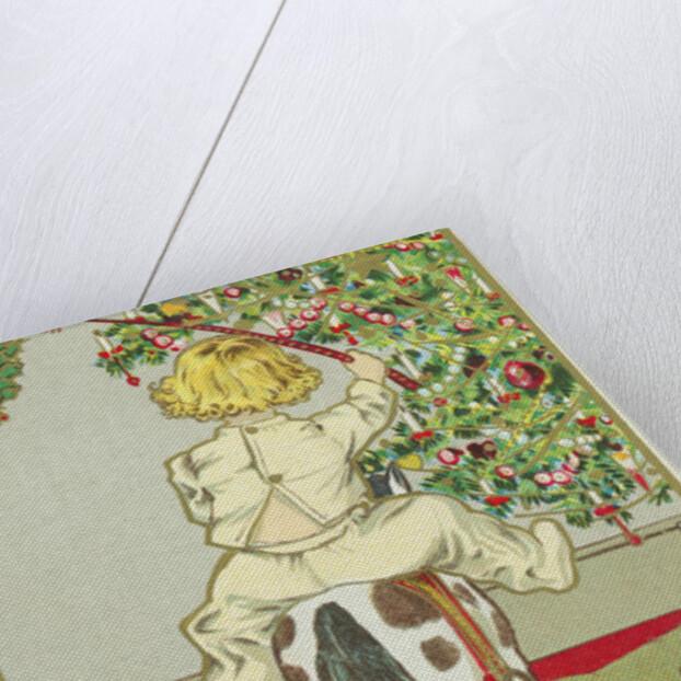 A Merry Christmas! Postcard of a Child on a Rocking Horse by Anonymous
