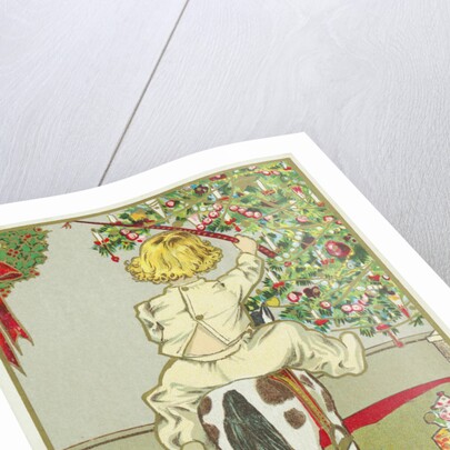 A Merry Christmas! Postcard of a Child on a Rocking Horse by Anonymous