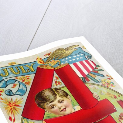 July 4 Postcard with Firecrackers by Anonymous