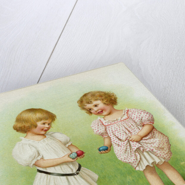 Illustration of Little Girls with Easter Eggs by Ida Waugh