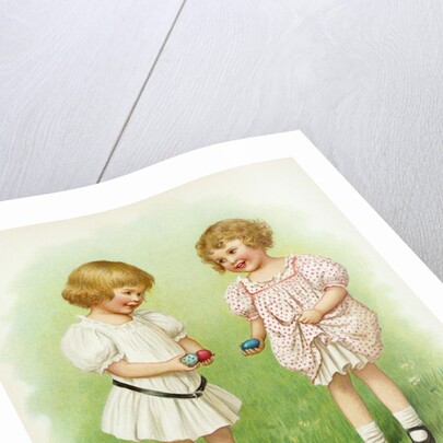 Illustration of Little Girls with Easter Eggs by Ida Waugh