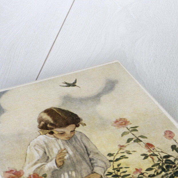 Illustration of a Girl and a Spider Web by Jessie Willcox Smith