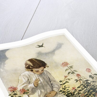 Illustration of a Girl and a Spider Web by Jessie Willcox Smith