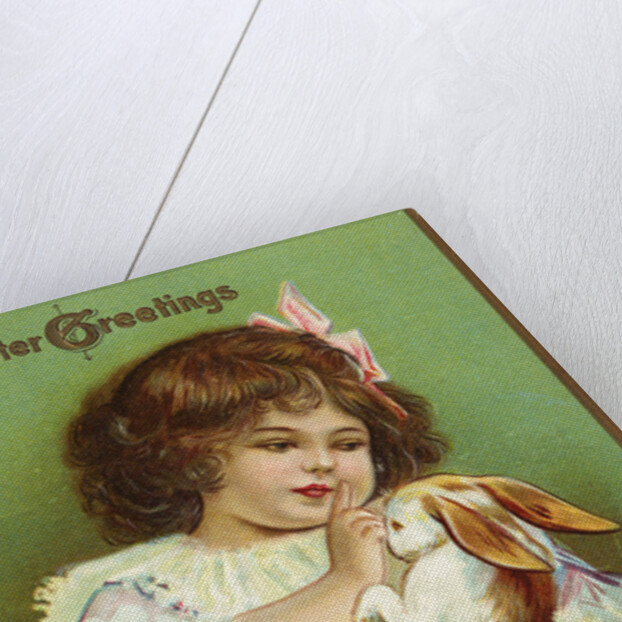 Easter Greetings Postcard with Girl by Anonymous