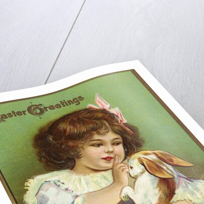 Easter Greetings Postcard with Girl by Anonymous