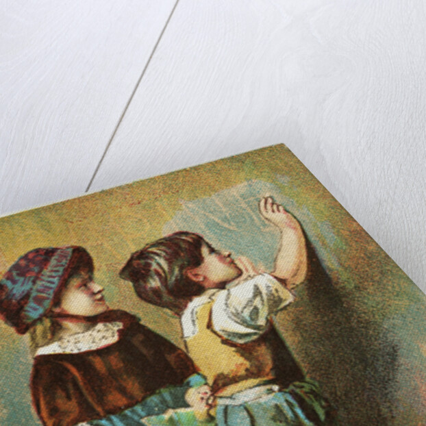 Trade Card Showing Children Writing on a Wall by Anonymous