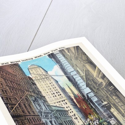 Wall Street Looking West, New York City Postcard by Irving Underhill