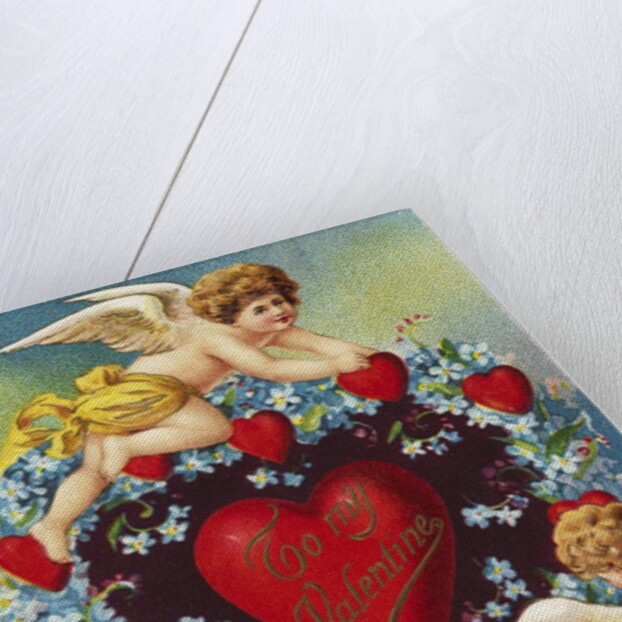 To My Valentine Postcard with a Heart and Cherubs by Anonymous