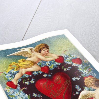 To My Valentine Postcard with a Heart and Cherubs by Anonymous