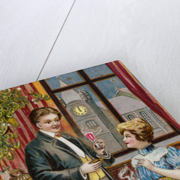 New Years Greetings Postcard with a Couple by Anonymous
