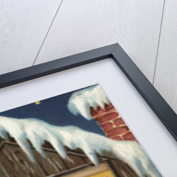 A Merry Christmas Postcard with Santa Claus on Roof by Anonymous