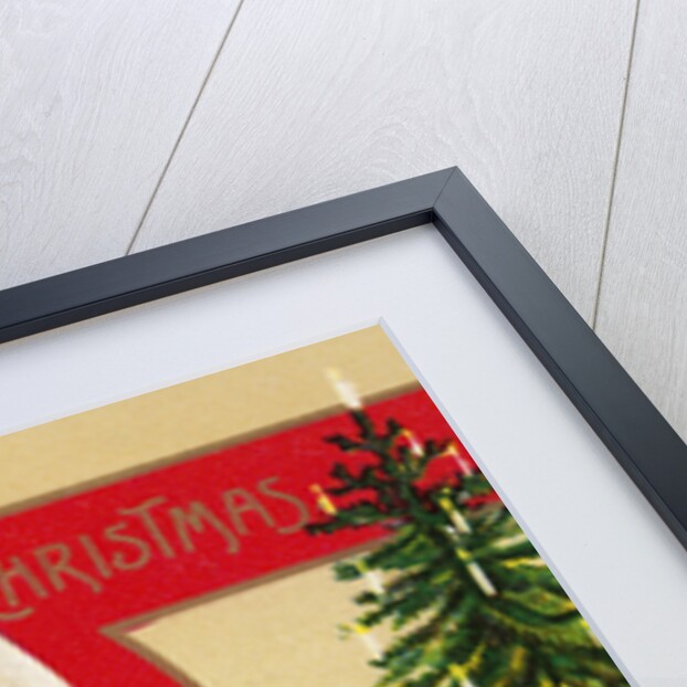 A Merry Christmas Postcard with Angel and Christmas Trees by Anonymous