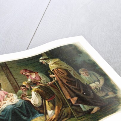 A Joyful Christmas Postcard with Nativity Scene by Anonymous