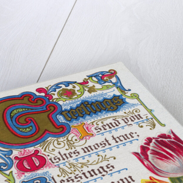 Greetings Postcard with Poem and Tulips by Anonymous