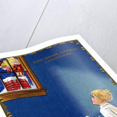 The Night Before Christmas Postcard with a Child Watching Santa by Anonymous