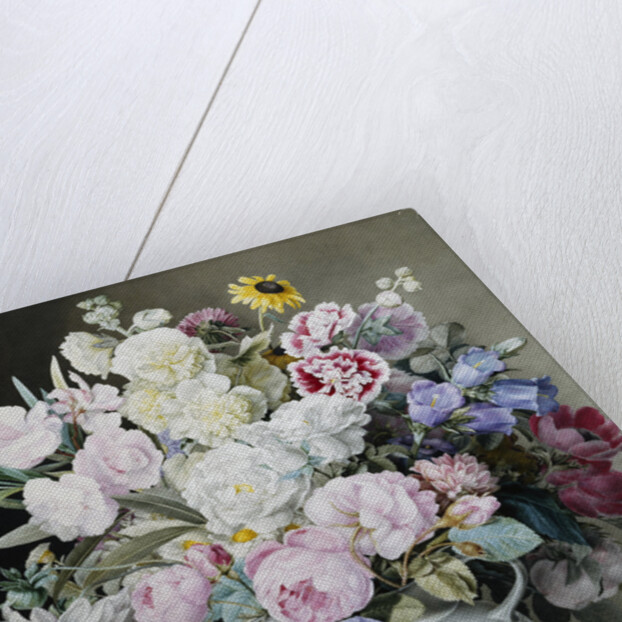 A Still Life of Flowers on a Marble Ledge by Cyane Lecoq de Boisbaudran