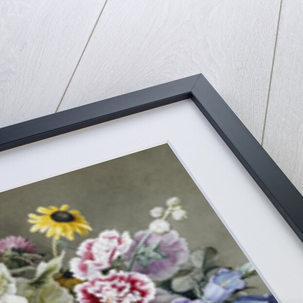 A Still Life of Flowers on a Marble Ledge by Cyane Lecoq de Boisbaudran